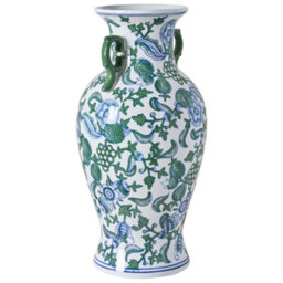 Beliani Flower Vase Segowia Porcelain 47 Cm White/ Blue - thumbnail 4