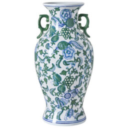 Beliani Flower Vase Segowia Porcelain 47 Cm White/ Blue - thumbnail 1