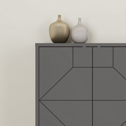 Decortie Anthracite Grey 6 Door Sideboard Dune Geometric With Metal Legs 181Cm - thumbnail 4