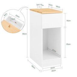 Sobuy Fbt111-Ii-Nw, Bedside Table Nightstand Side Table End Table Sofa Table Coffee Table,wood Effect,w25.2Xd40Xh60 - thumbnail 3