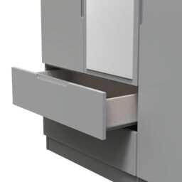 Messina Ready Assembled Modern Matt Grey 2 Drawer Tall Triple Wardrobe With 1 Mirror Door (H)1970mm (W)1110mm (D)530mm - thumbnail 5
