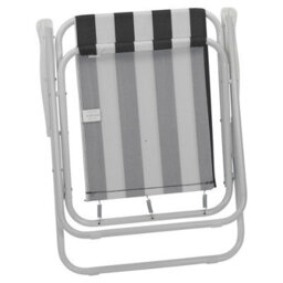 Urbn-Living Urbnliving 76Cm Height 2Pcs Black & White Stripe Garden Patio Metal Folding Chairs Camping Beach Picnic Outdoor Seats - thumbnail 4