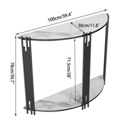 Modern Half Moon Console Table Hallway Living Room Furniture With Bottom Shelf - thumbnail 2