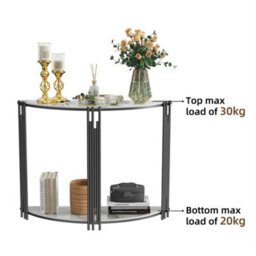 Modern Half Moon Console Table Hallway Living Room Furniture With Bottom Shelf - thumbnail 6