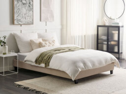 Beliani Bed Without Headboard Fabric Roanne 140 X 200 Cm (Eu Double) Beige - thumbnail 2