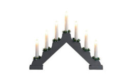 7 Led Wooden Christmas B/o Candle Bridge - Grey - thumbnail 2
