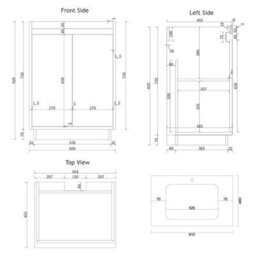Royal Bathrooms 600mm Matt Obsidian Black 2 Door Floor Standing Vanity Unit With Carrara White Basin & Brushed Brass Accent Trim - thumbnail 8