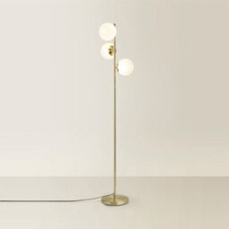 Valuelights Jas Gold 3 Way Floor Lamp With White Confetti Glass Globe Shades And Bulbs - thumbnail 4