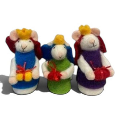 Originals International Ltd Originals Nativity Set Of Three Wise Men Mice Christmas Decorations, Set Of 3 Felt Figures