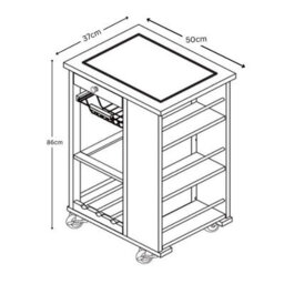 Urbn-Living Urbnliving 86Cm Height Rolling Kitchen Island Trolley Serving Cart With Bamboo Top Drawer Shelves Basket - thumbnail 5