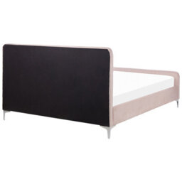 Beliani Bed Velvet Lunan 160 X 200 Cm (Eu King Size) Pastel Pink - thumbnail 6