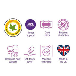Slumberdown Anti Allergy Super Support Pillows 4 Pack Firm Support Side Sleeper Neck And Shoulder Pain Relief Supportive 48X74Cm - thumbnail 7