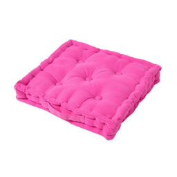 Homescapes Cotton Hot Pink Floor Cushion, 50 X 50 Cm