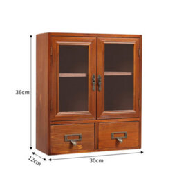 Living And Home Retro Wooden 2-Drawer Desktop Storage Organizer - thumbnail 6