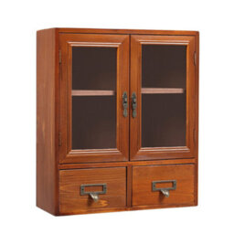 Living And Home Retro Wooden 2-Drawer Desktop Storage Organizer - thumbnail 4