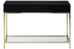 Orsina Glamorous Gold Finish Console Table, Decorative Table For Livingrooms, Stylish Room Table With Glass Shelf - thumbnail 2