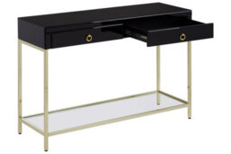 Orsina Glamorous Gold Finish Console Table, Decorative Table For Livingrooms, Stylish Room Table With Glass Shelf - thumbnail 6