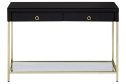 Orsina Glamorous Gold Finish Console Table, Decorative Table For Livingrooms, Stylish Room Table With Glass Shelf - thumbnail 7