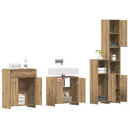 Berkfield 4 Piece Bathroom Furniture Set Artisan Oak Engineered Wood - thumbnail 3