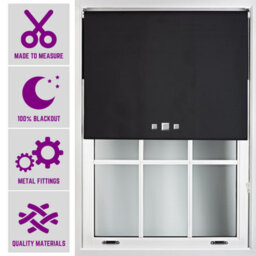 Triple Square Eyelet Blackout Roller Blind With Metal Fittings Free Alteration By Furnished - Black (W)90Cm X (L)210Cm
