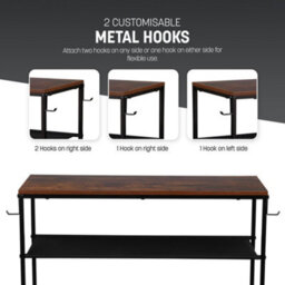 Keplin 4 Tier Shoe Rack With Shelf - Iron & Wood Entryway Organiser, Easy Assembly, 75X30X71Cm, Rustic Brown - thumbnail 4