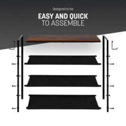 Keplin 4 Tier Shoe Rack With Shelf - Iron & Wood Entryway Organiser, Easy Assembly, 75X30X71Cm, Rustic Brown - thumbnail 6