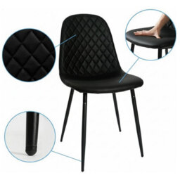Kosy Koala Modern Dining Table With 4 Gem Pattern Black Faux Leather Chairs Kitchen Furniture - thumbnail 5