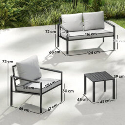 Wyld Haus Cosneri Light Grey 4-Seater Garden Sofa Set With 2 Coffee Tables - Powder-Coated Steel And Pe Rattan - thumbnail 3