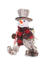 Shatchi 40Cm Christmas Tabletop Decorated With Pines Berries Showpieces Decoration, White Walking Snowman - thumbnail 2