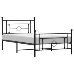 Berkfield Metal Bed Frame Without Mattress With Footboard Black 107X203Cm - thumbnail 2
