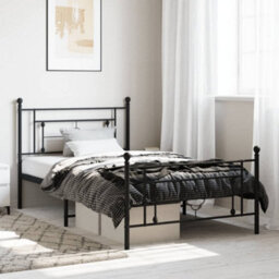 Berkfield Metal Bed Frame Without Mattress With Footboard Black 107X203Cm - thumbnail 1