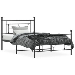Berkfield Metal Bed Frame Without Mattress With Footboard Black 107X203Cm - thumbnail 3