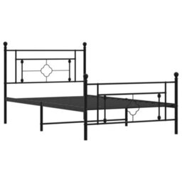 Berkfield Metal Bed Frame Without Mattress With Footboard Black 107X203Cm - thumbnail 4
