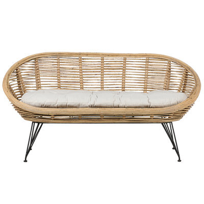 Beliani Garden Sofa 2 Seater Maratea Rattan Natural - image 1