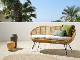 Beliani Garden Sofa 2 Seater Maratea Rattan Natural - thumbnail 2