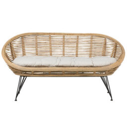 Beliani Garden Sofa 2 Seater Maratea Rattan Natural - thumbnail 1