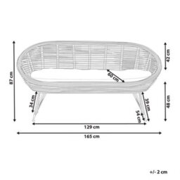 Beliani Garden Sofa 2 Seater Maratea Rattan Natural - thumbnail 3