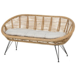 Beliani Garden Sofa 2 Seater Maratea Rattan Natural - thumbnail 4