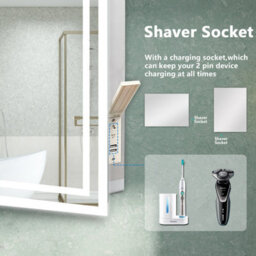 AVER-GROWTH Led Bathroom Mirror With Shaver Socket 3 Colour Lightsanti-Fog Dimmable Touch/wall Switch Vertical/horizontal Wall Mount800X600mm - thumbnail 4