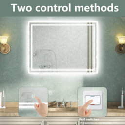 AVER-GROWTH Led Bathroom Mirror With Shaver Socket 3 Colour Lightsanti-Fog Dimmable Touch/wall Switch Vertical/horizontal Wall Mount800X600mm - thumbnail 7