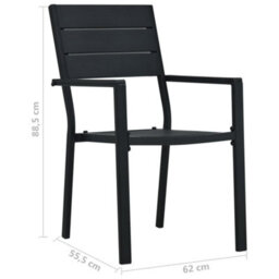 Berkfield Garden Chairs 4 Pcs Black Hdpe Wood Look - thumbnail 9