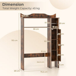 Brown Over The Toilet Storage Cabinet With Toilet Paper Holder Bathroom Space Saver - thumbnail 2