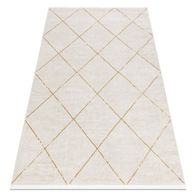 RugsX Modern Carpet Duke 51245 Cream / Gold - Trellis, Structured, Very Soft  200X290 Cm - image 1