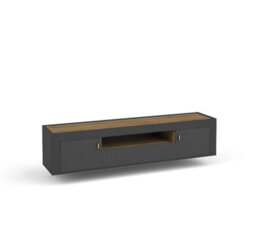 Arte Mossa Elegant Tv Cabinet In Black & Oak - W1770mm X H520mm X D400mm - thumbnail 3