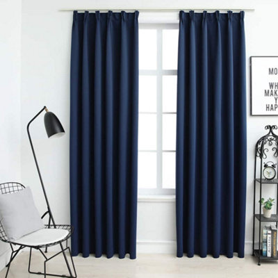 Berkfield Blackout Curtains With Hooks 2 Pcs Blue 140X245 Cm - image 1