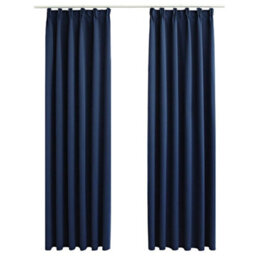 Berkfield Blackout Curtains With Hooks 2 Pcs Blue 140X245 Cm - thumbnail 2