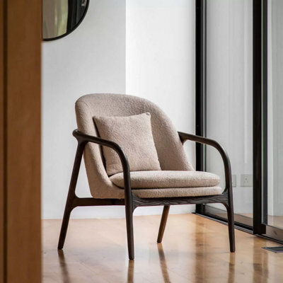 Xample Gallery Allegra Taupe Fabric Armchair, Padded Seat And Back Cushions, Solid Wood Frame, Fully Assembled, Comfortable Living Room - image 1