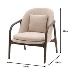 Xample Gallery Allegra Taupe Fabric Armchair, Padded Seat And Back Cushions, Solid Wood Frame, Fully Assembled, Comfortable Living Room - thumbnail 8