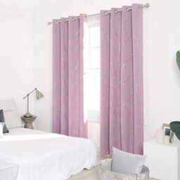 Deconovo Blackout Eyelet Curtains, Thermal Insulated Gold Wave Foil Printed For Kids Bedroom, W66 X L90 Inch, Baby Pink, 1 Pair - thumbnail 4