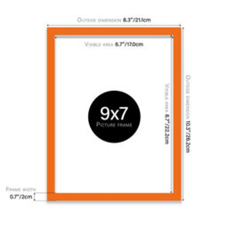 9X7 Orange Picture Frame (17.8 X 22.9Cm) Poster, Photo, Artwork, Gallery Wall Or Print - thumbnail 3